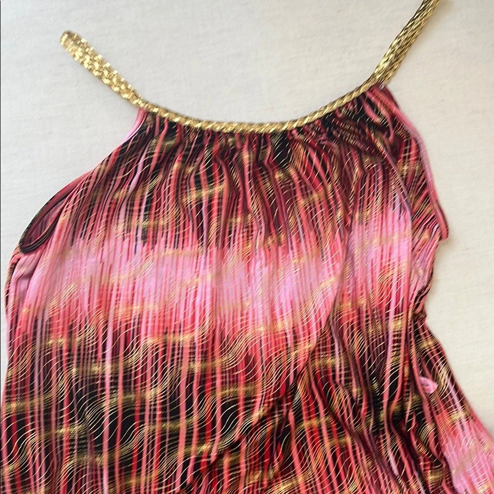 Gold , Pink & Black Long Dress Size L - Picture 5 of 6